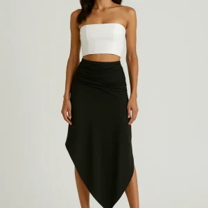Jupe Midi À Taille Froncée Avec Ourlet Asymétrique Pour Femme | Idéale Pour Le Quotidien Et Les Occasions Planifiées