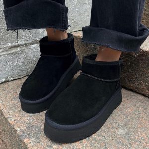 Bottines À Plateforme Noires Pour Femme | Idéales Pour La Saison Froide