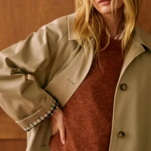Trench-Coat Avec Fermeture Boutonnée Et Doublure À Carreaux Pour Femme | Idéal Pour Mi-Saison