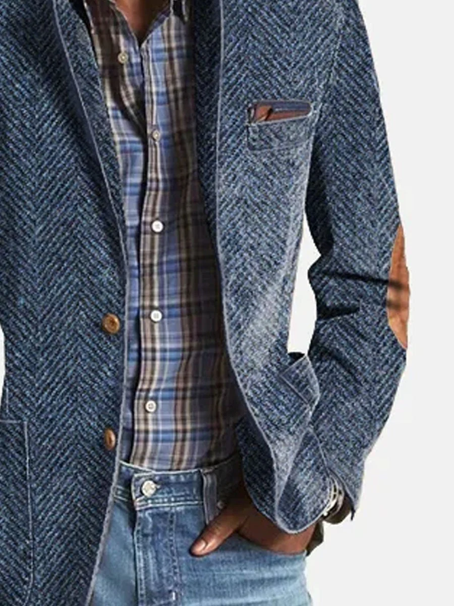 Blazer À Motif Chevron Avec Revers Classique Pour Homme | Idéal Pour Bureau Et Occasions Formelles – Image 5
